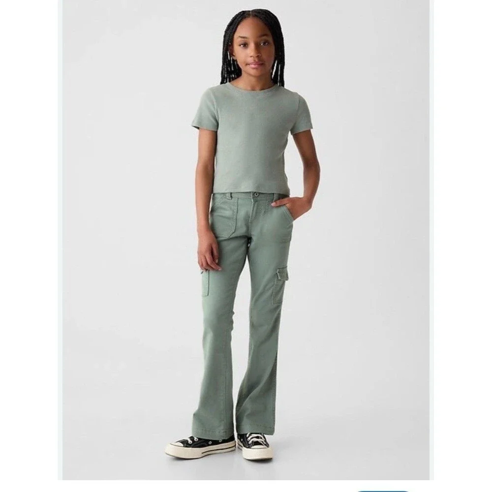 GAP Kids 10 Low Rise Bootcut Cargo Jeans Sage Green NWT